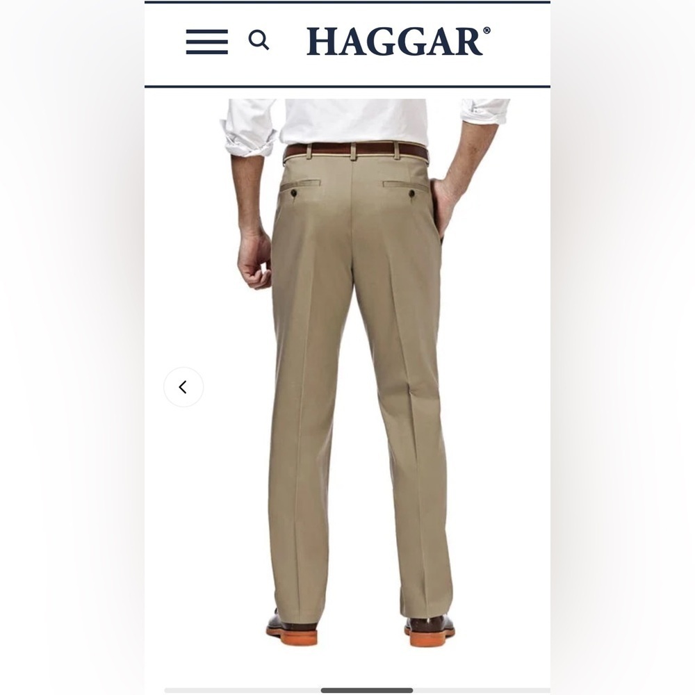 Haggar Men's Khaki Pleated Chinos with Comfort Waistband size 42/30 - Picture 5 of 7